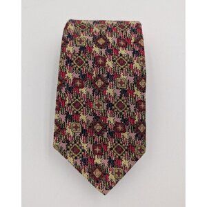 Vintage 60s 70s Men's Tie Red Blue Green Print Necktie Don Loper Qiana